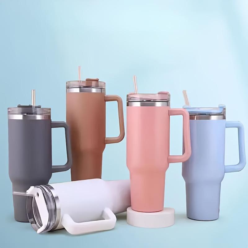 Fashionable 40-ounce stainless steel cup with handle, vacuum insulated travel cup, leak-proof double-wall hot cup, sports water bottle