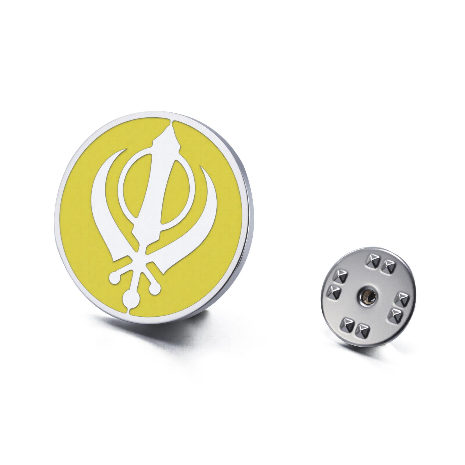 

LIKGREAT Sikh Khanda Brooch Religious Spiritual Enamel Pin Badge Stainless Steel Jewelry Amulet Gift for Men Women Accessory