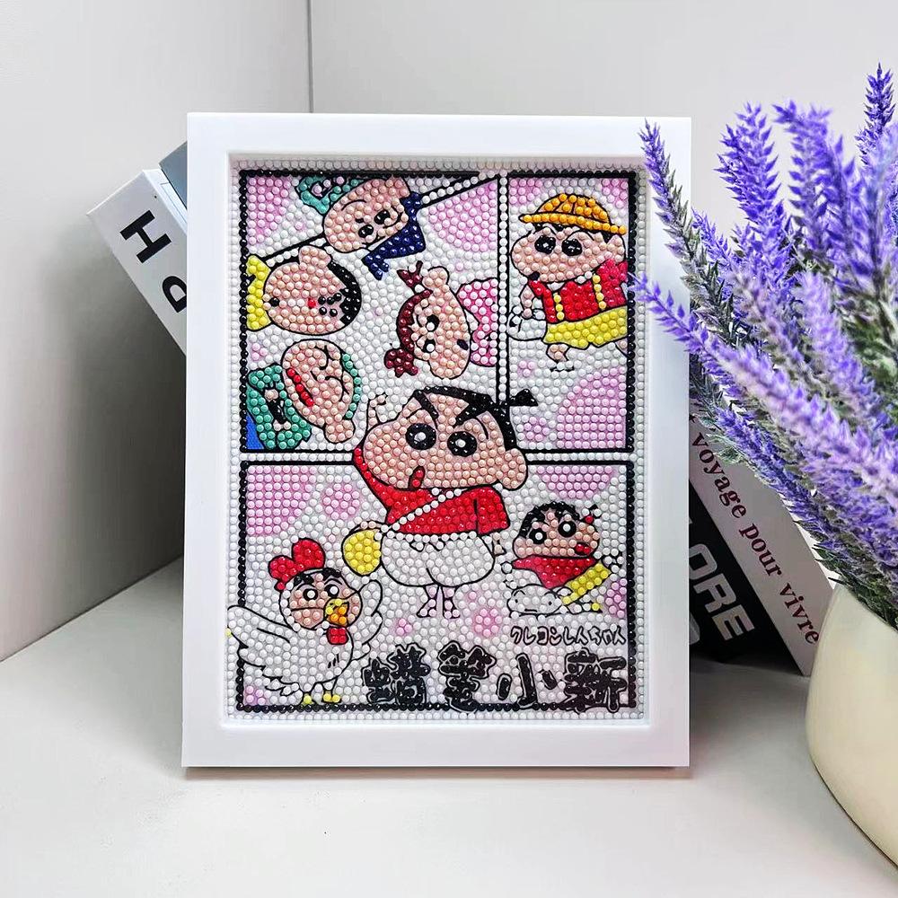Cartoon Diamond Painting Children's Handmade Diy Diamond Stickers Bedroom Living Room Decorative Painting Masonry Painting with Photo Frame.