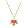Elegant Maple Leaf Pendant Necklace With Green Inlay for Fashionable Women Seek Nature Inspire Jewelry Statement Pieces