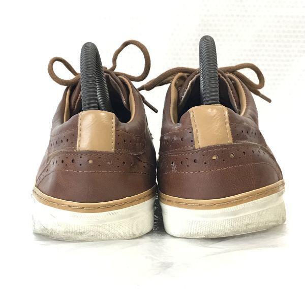 PULL&BEAR Leather Plain Toe Sneakers Men’s 41 Brown Casual Trainers(USED)