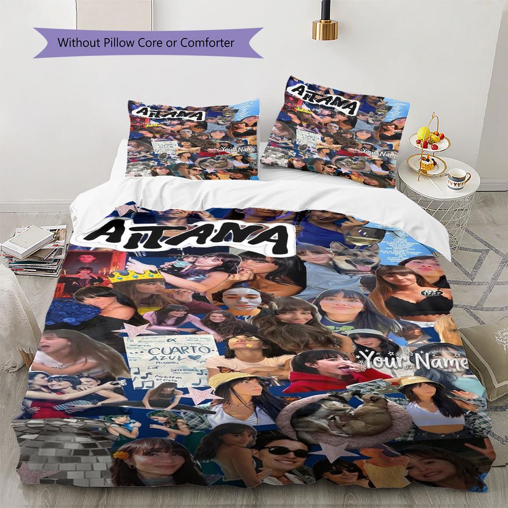 Aitana Custom Name Pattern Bedding,Quilt Set Quilt Cover Pillowcase Home Birthday Gift(1 * Duvet Cover + 2 * Pillowcase, Without Core)