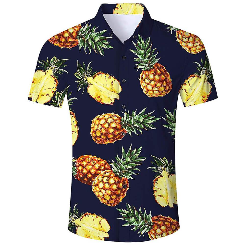 Sommer Neues Lustiges Ananashemd 3D-Bedrucktes Herren-Strandhemd Hawaiianische Kleidung Knopf