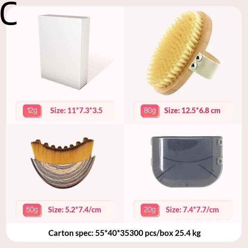 Lymfatický konturovací štětec na obličej Tělový kartáč na suché kartáčování Koupelnový kartáč Dřevěný masážní hřeben Konturování obličeje a lymfatická masáž