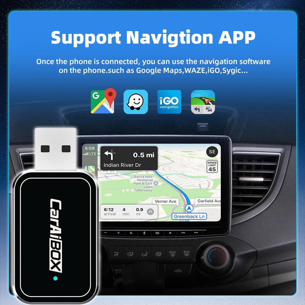 Wireless Carplay Adapter Convert Wired To Wireless Carplay Dongle Plug & Play For Car Radio with Wired CarPlay 5Ghz WiFi