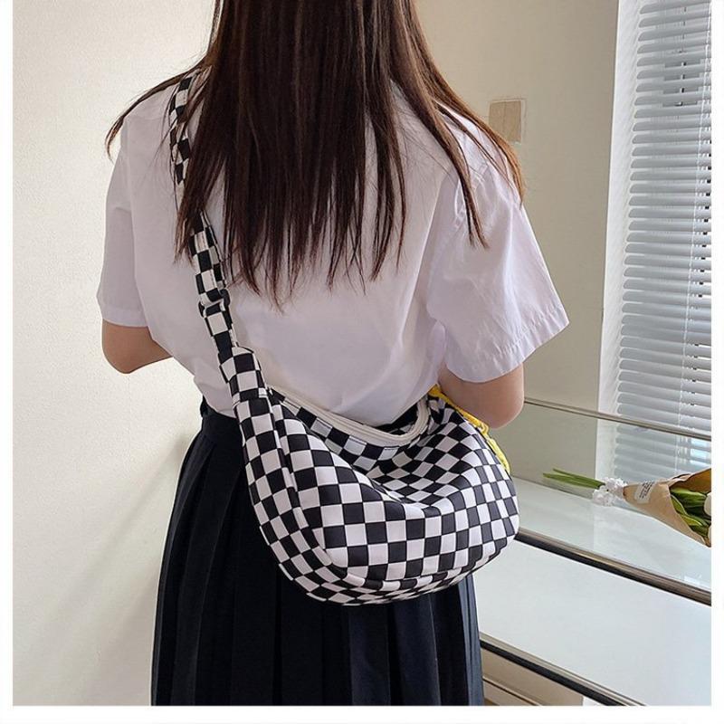 Women's new casual plaid bag large-capacity plaid messenger bag trendy neutral checkerboard one-shoulder women's bag