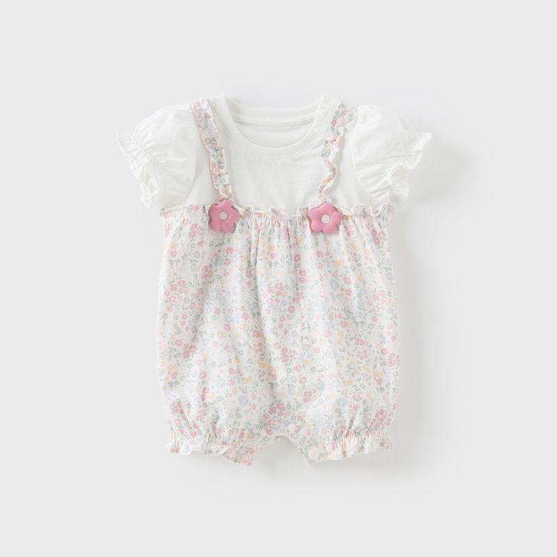 David Bella Class a Newborn Romper 2026 Summer New Baby Girl Clothes Pure Cotton Floral Jumpsuit Small Floral Print [Ready in Stock] 80
