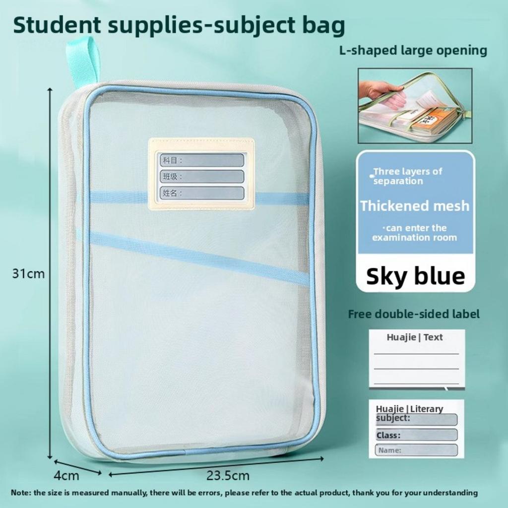 1 A4 Zipová taška na dokumenty - Odolná nylonová úložná taška na spisy, Průhledná úložná taška na zkušební papíry, knihy a kancelářské potřeby s uchem