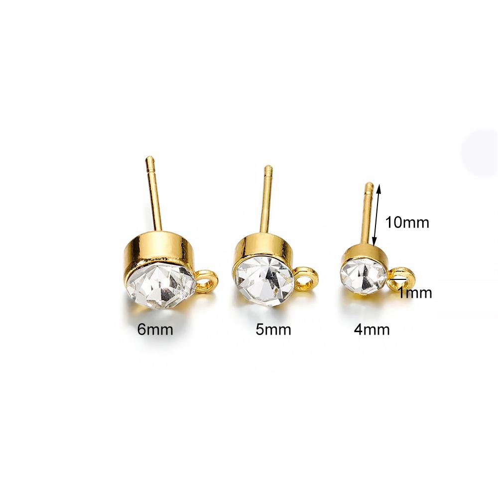 50 Stück/Lot 4 5 6 mm klare Strass-Ohrstecker Ohrstecker mit Schlaufe passend für DIY-Ohrringe, Schmuckherstellung, Zubehör