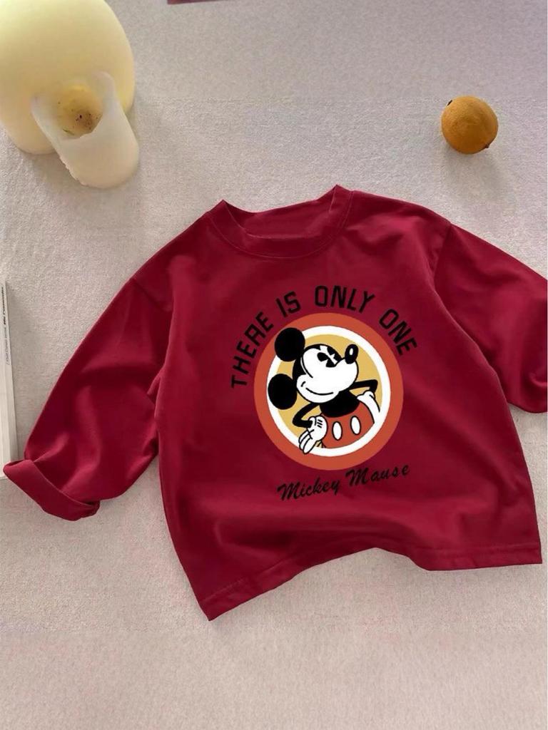 Neues Cartoon-Baumwoll-Langarmshirt für Kleinkinder & Kinder - Unisex, Personalisiert, Vielseitig für Frühling/Herbst.