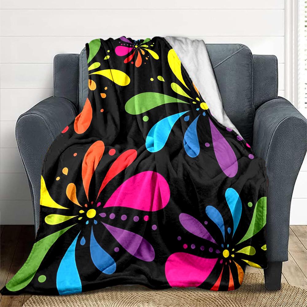 1pc Colorful Floral Pattern Blanket Warm, Cozy, And Soft, Suitable for Sofas, Beds, Cars, And Office Use.Perfect for Camping And Travel, Making It a G