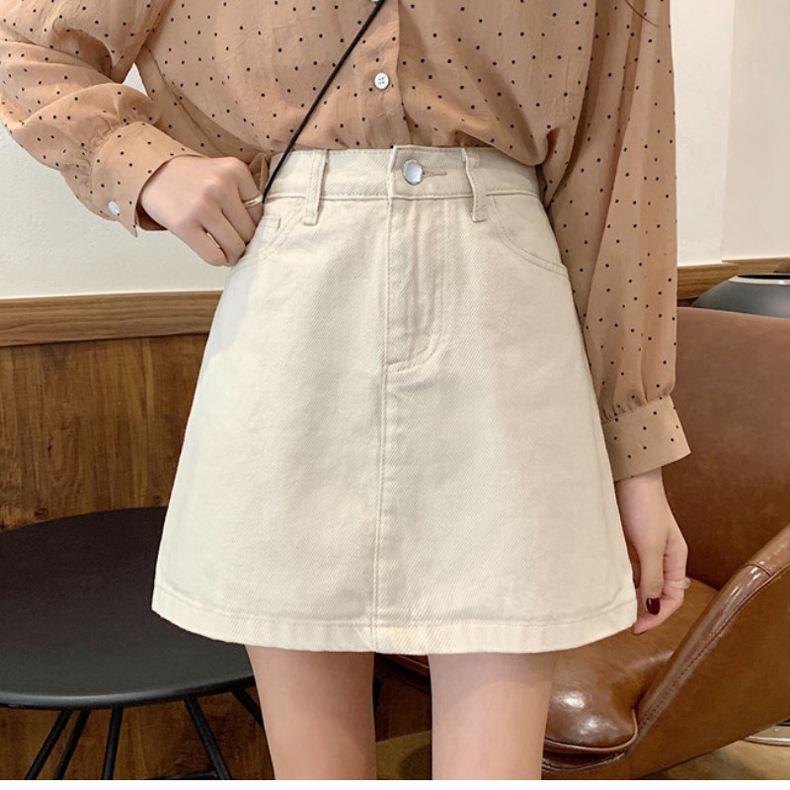 Summer Denim Half-body Skirt Tide Women's Pure Colour High Waist Thin Leisure Package Hip Short Skirt