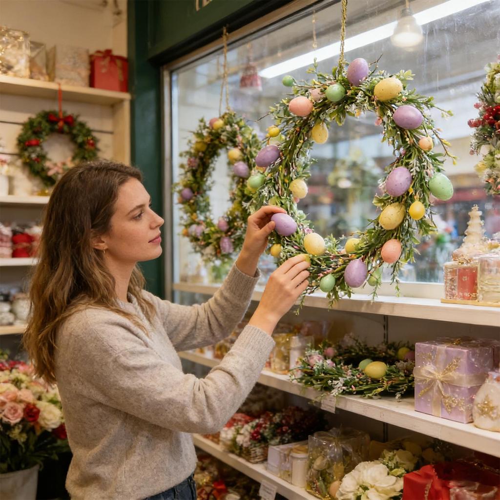 Easter Wreath, 70.8-inch Easter Egg Wreath, Decorative Fireplace Mantel, Artificial Egg Wreath, Easter Home Kitchen Fireplace