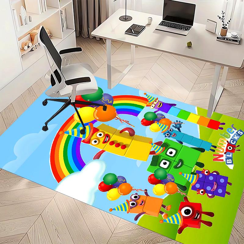 Number block Print Area Rug - Soft, Washable Non-Slip Indoor Mat for Office Chairs, Living Room, Home Office Decorative Rug