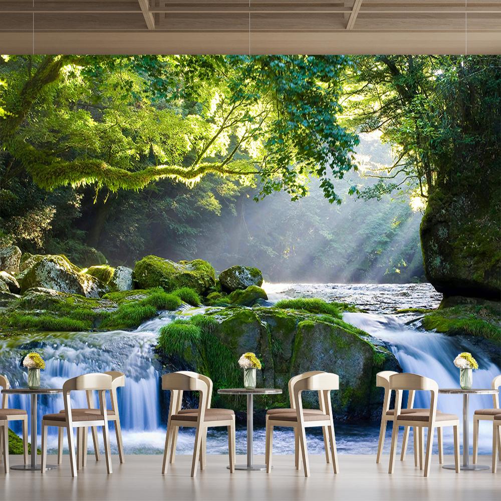 3d Forest Waterfall Wallpaper Scenery Wall Mural Living Room Tv Bedroom Waterfall Wallpaper Home Decor