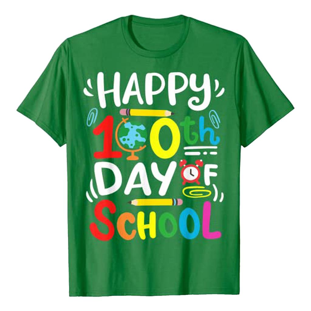 Happy 100th Day Of School 100 Days Of School Teacher Student Fashion Matching Short T-Shirt