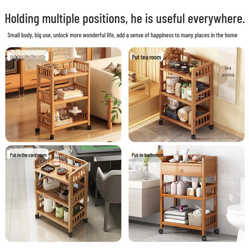 Többszintű mobil tárolóállvány: Álló, többfunkciós kocsi nappalihoz és háztartási cikkekhez.