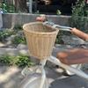 Hand-Woven Rattan-Style Detachable Bicycle Storage Basket for Children's Scooters - Small, Lidless