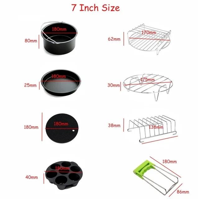 7 Inch / 8 Inch Air Fryer Accessories for Gowise Phillips Cozyna and Secura Fit All Airfryer 3.73.7 4.2 5.3 5.8QT Baking Pan