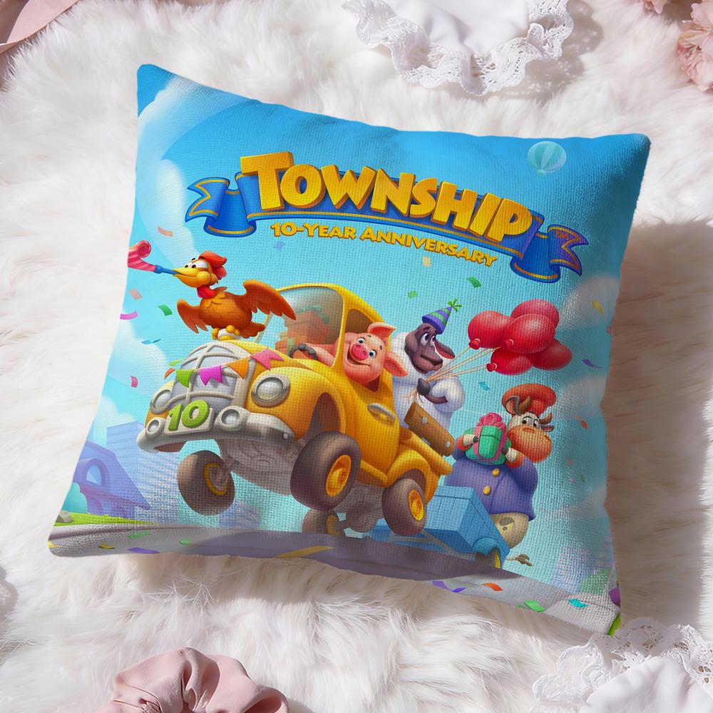 

Township game Cushion Cover Premium Comfort Reversible Pillow Cove -Two in One Design for Any Room & Car Interior 30cmx30cm