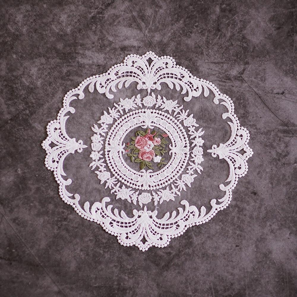

Craft Lace Plate Mat Heat Insulation Dining Table Pads Coasters Table Decoration Placemat white 3