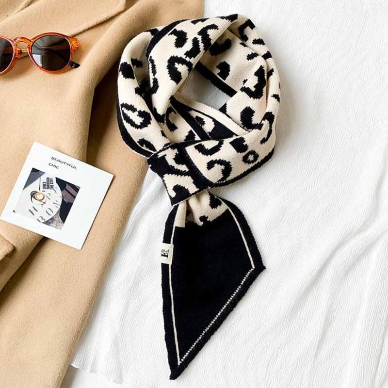 Damski zimowy szalik z dzianiny, modny, prosty, szachownica w pepitkę, pogrubiony, ciepły szalik