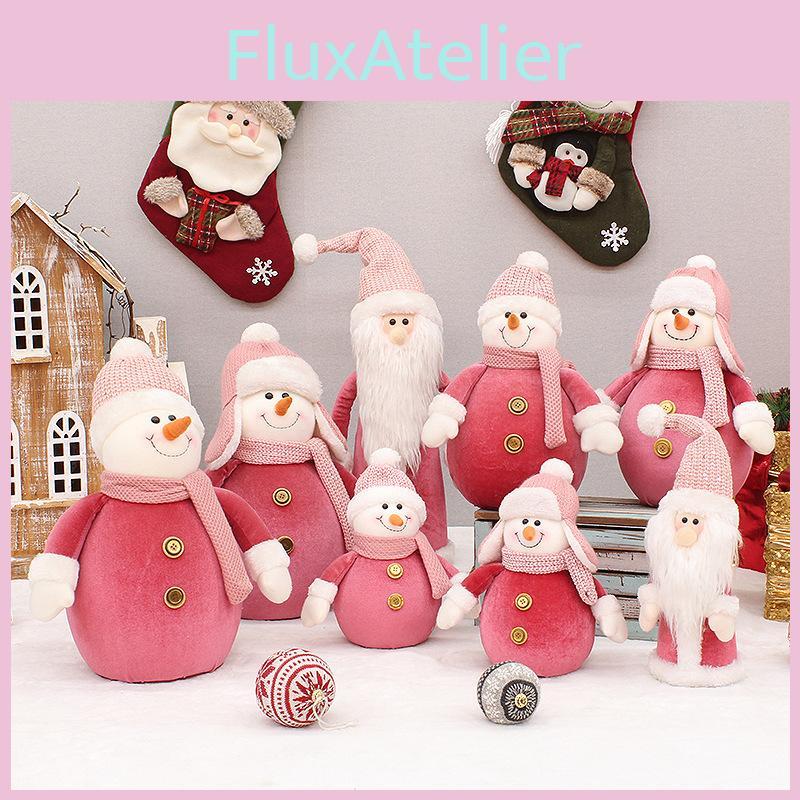 Soft And Cozy Christmas Pink Knitted Hat Snowman Stuffed Doll