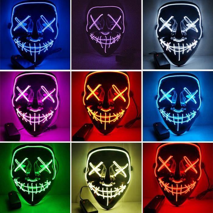 Masque LED Halloween Cosplay La Purge élection en Lumière - ROKOO - Rouge - PVC - 21x17.5cm