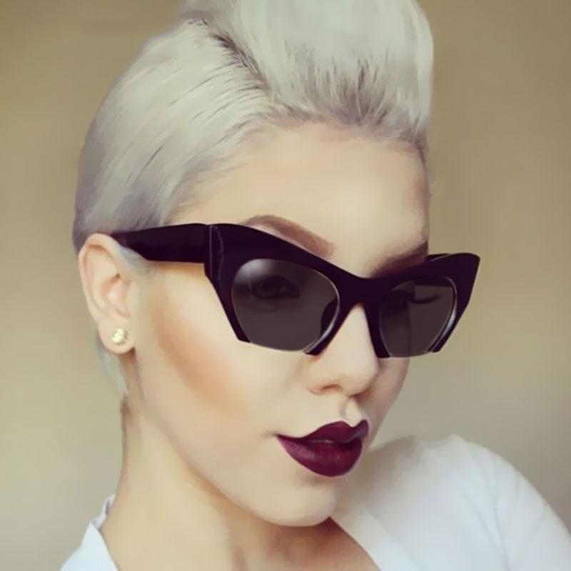 Retro Cat Eye Glasses Black Glasses Frame Transparent Hlaf Frame Sunglasses For Women Luxury Brand Sun Glasses Eyewear Uv400