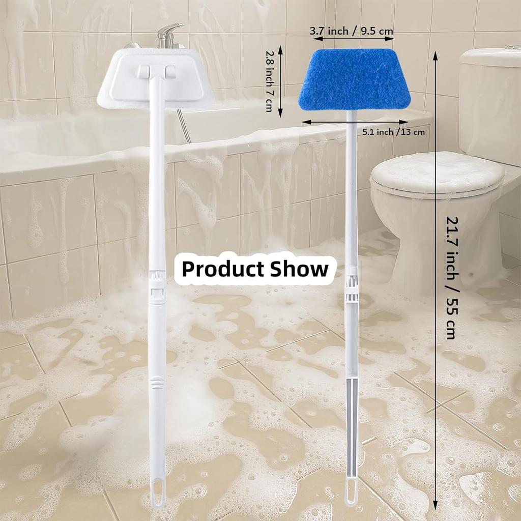 Tub Tile Scrubber Cleaning Brush, Sponge On a Stick for Cleaning Adjustable Long Handled Scrub Brush  for Cleaning Shower Bathroom Vessel Sinks