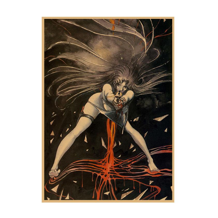 Yoshitaka Amano Retro Japanese Illustration Poster for Bar & Restaurant Wall Decor