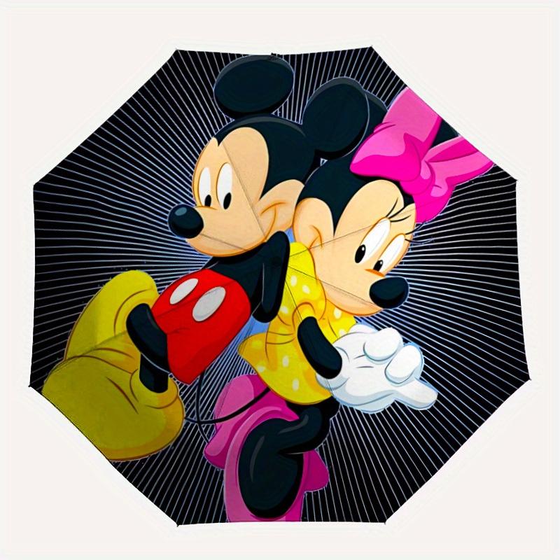 

1pc Mickey, Minnie Automatic Folding Umbrella: Compact 8-rib Design Cartoon Travel Companion for Outdoor, Casual Accessory