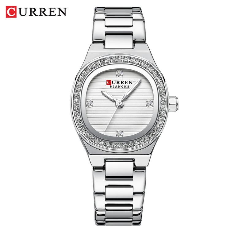 CURREN9101 Luxury Brand Simple Style Quartz Watch for Women NEW Dress Ladies Wristwatches with Rhinestones