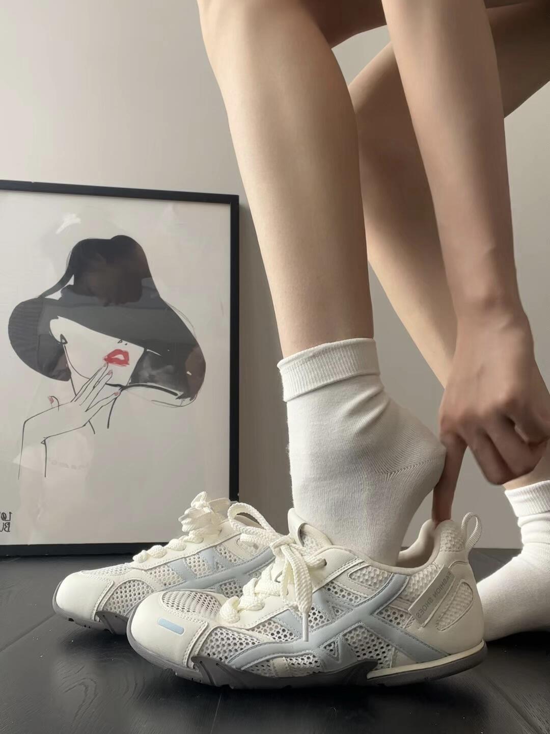 

Летнее сокровище~ Корейская версия нишевые с сеткой для увеличения внутренней высоты, тонкие, дышащие, ретро кроссовки Форреста Гампа, женская спортивная обувь, обувь Dexun 35