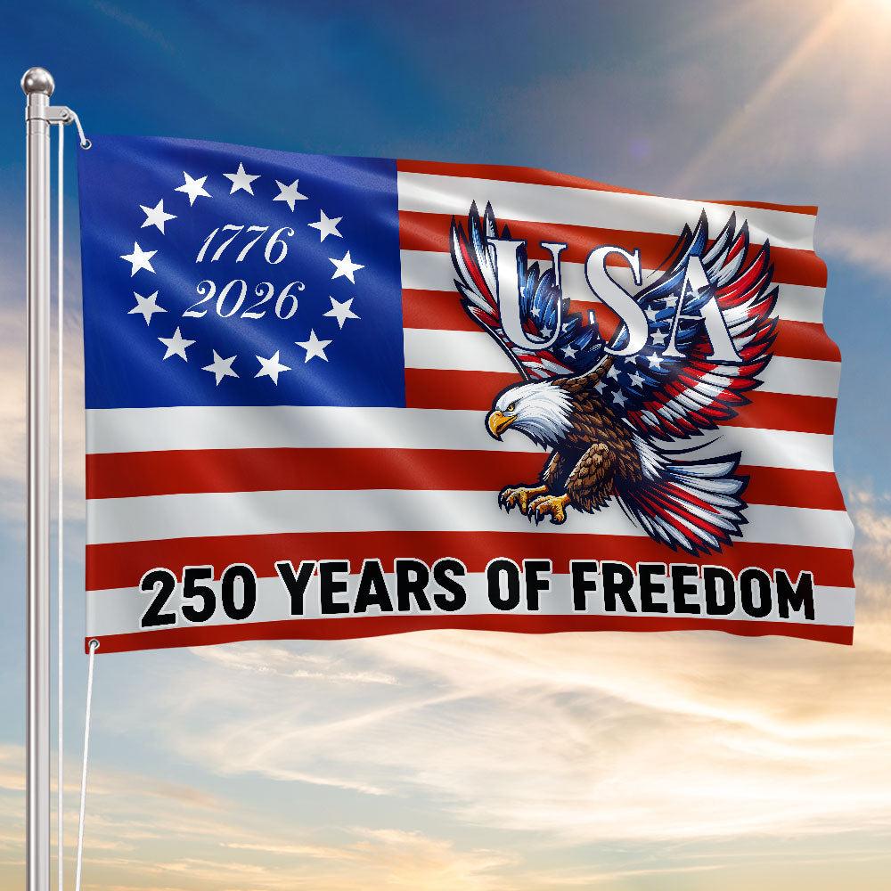 Commemorating the 250th anniversary flag of the United States, anniversary celebration banner of the United States, excluding flagpoles layout 1