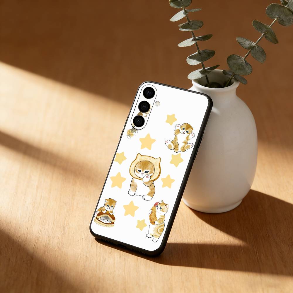 Süße M-Mofusands C-Katze Handyhülle Für Samsung Galaxy A20,21s,22,31,32,52,53,72,73,80,91 Weiche Schwarze Hülle