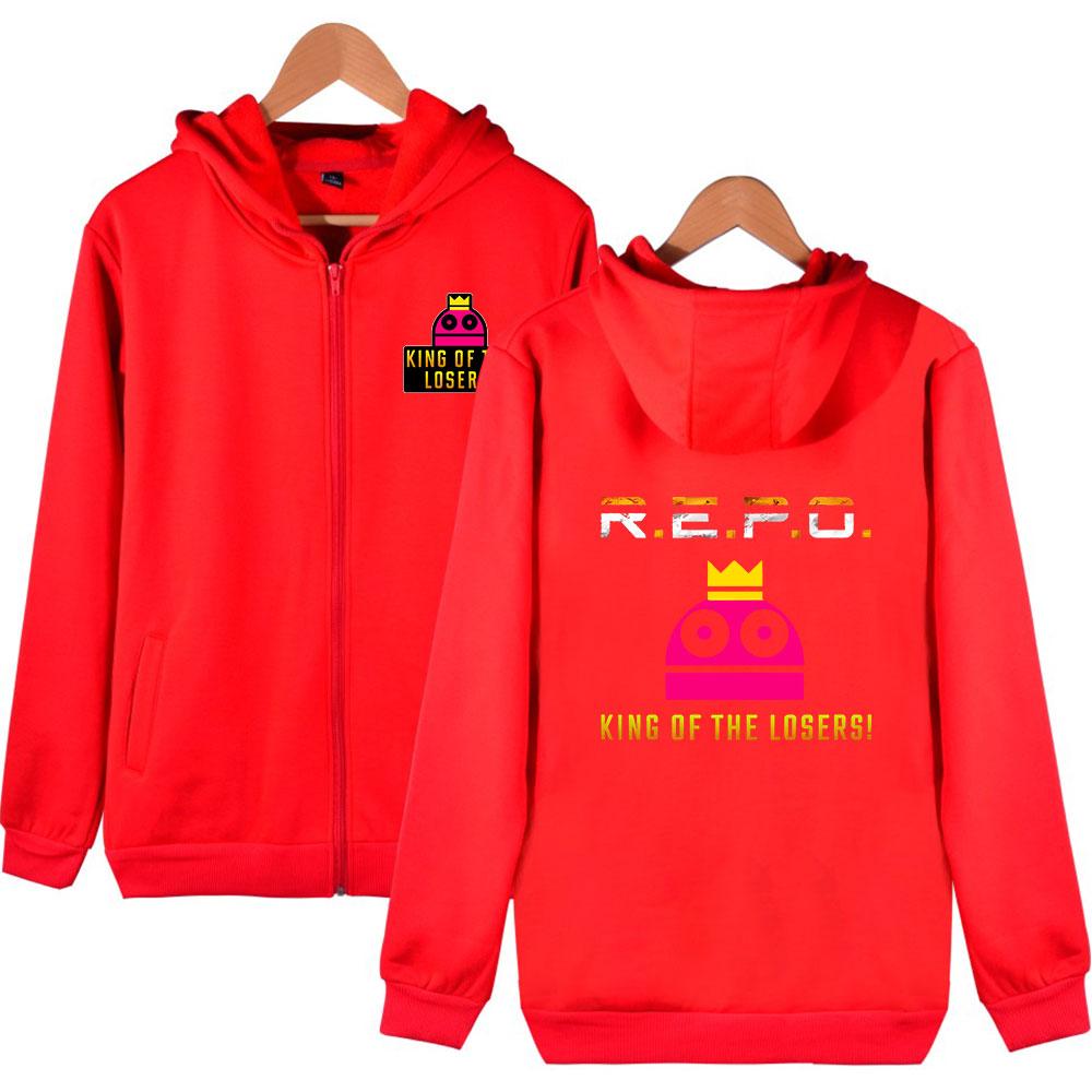 

Fashion Hooded Top Women Men s R.E.P.O Print Zipper Jacket Hip-hop Street Sports Couple Casual Loose Hoodie XXS червоний