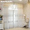 1 Stück NAPEARL Europäische Bestickte Transparente Gardine Durchscheinend 260cm Höhe Tüll für Wohnzimmer Schlafzimmer Fensterdekoration Heimdeko