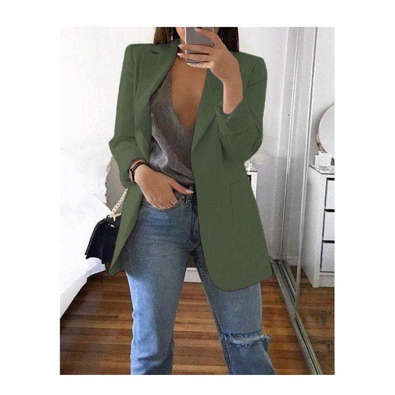Lapel Women Loose Turndowncollar Long Sleeve Casual Blazer Women Outwear
