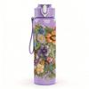 1PC Multicolor Wildflower Bouquet Print 750ml Color Plastic Sports Water Bottle Leakproof Flip Straw Lid Suitable for Sports Office Home Use