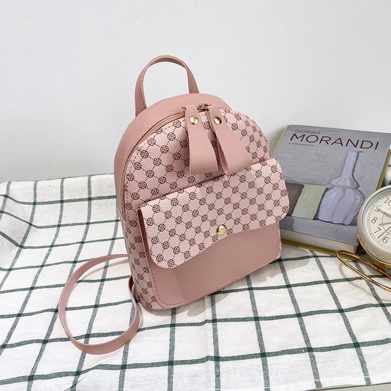 Women's Printed Contrasting Color Small Backpack, New Personalized Oblique Span Shoulder Change Bag, Small Bag.