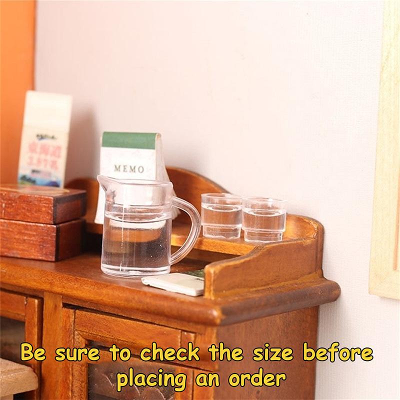 1Set 1:12 Dollhouse Miniature Kettle Lemon Water Cup Beverage Tea Set Kids Pretend Play Toy Doll House Accessories