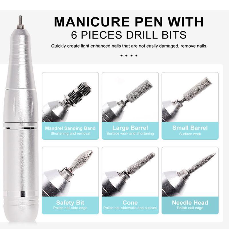 Professional 45000Rpm Electric Portable Nail Drill Machine Rechargeable Low Noise Nail Sander File For Manicure Salon Tool