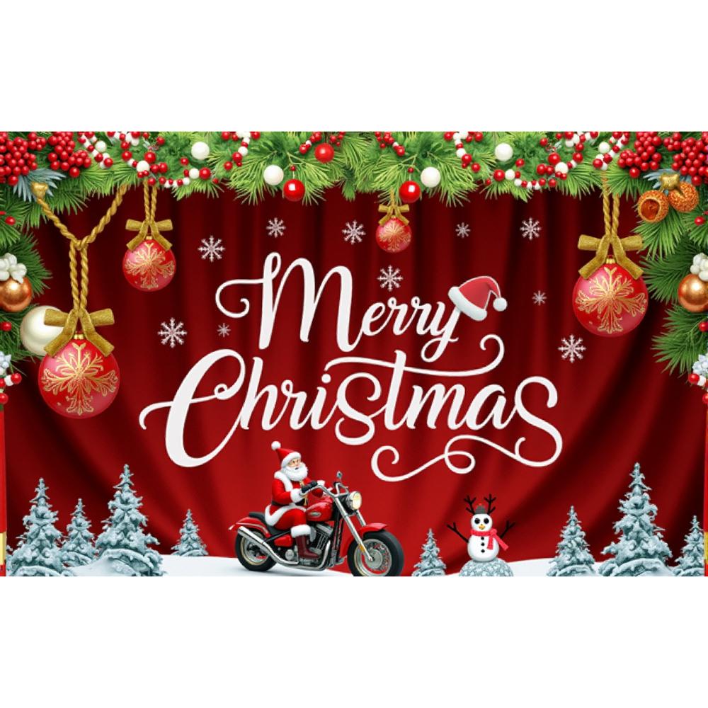 Merry Christmas Background Santa Claus With Car Motorcycle Sending Gifts Flag Banner Indoor Outdoor Party Christmas Decoration