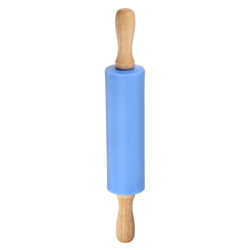 Uxcell Silicone Rolling Pin for Baking, 31cm, Wooden Handle, Non-Stick Rolling Pin, Small Roller, Play-Doh Rolling Pin for Dough, Pizza, Fondant, and