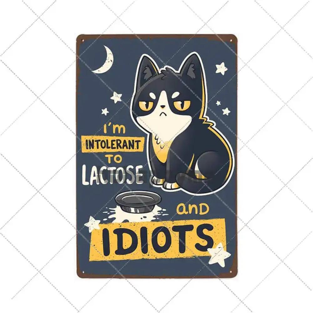 Funny Black Cat Pet Animal Cartoon Metal Tin Sign Vintage Poster Decorative Wall Plates Plaque Retro Home Decor 20x30cm