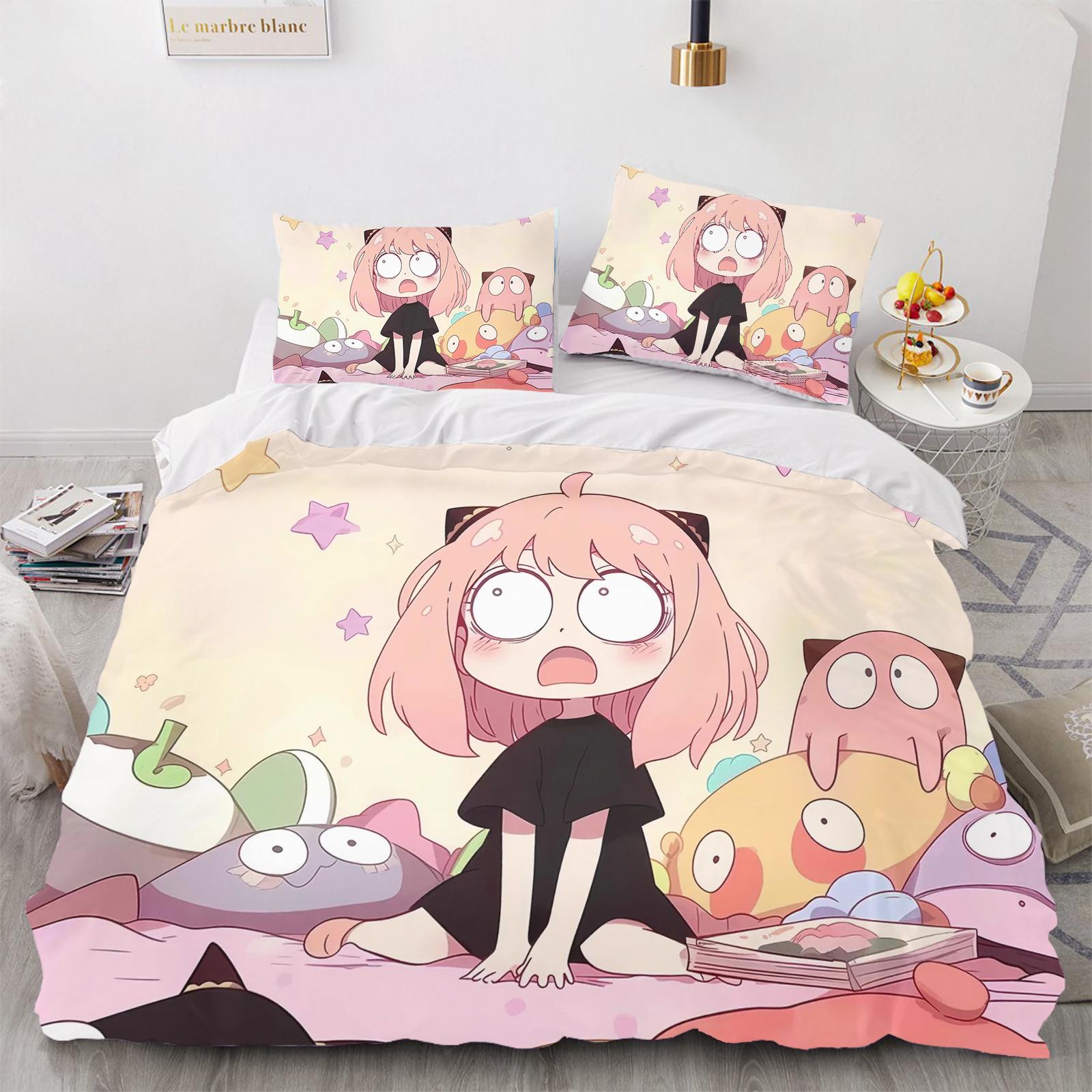 

Spy×Family Anya Forger Duvet Cover Set Comforter Bedding 3D Children S Bedding Set 3-Piece 1 Quilt Cover King Size 90X200CM