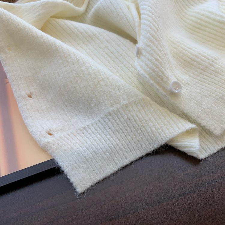 Autumn 2025 Korean Style V-Neck Loose Fit Sleeveless Cardigan Vest