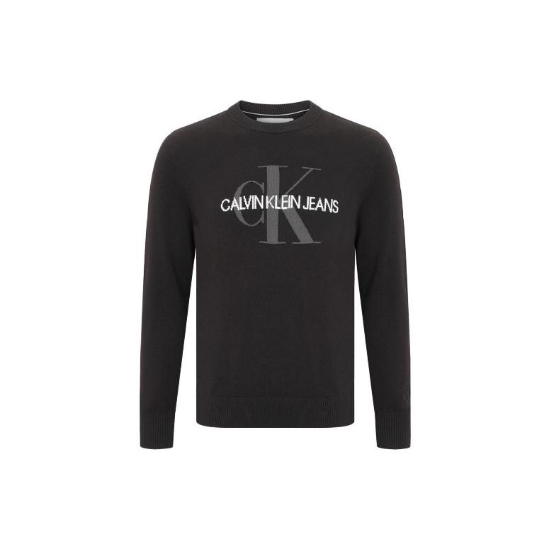 

Calvin Klein Вязаный свитер с логотипом, мужские топы, черный J319386-BEH S
