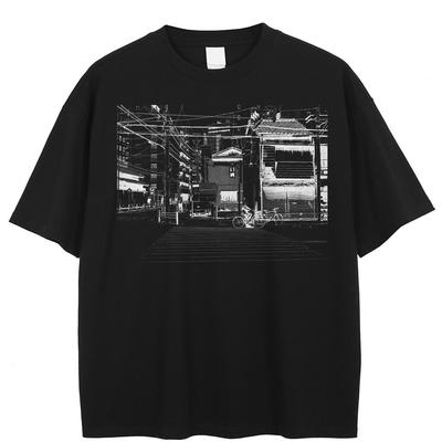 Streetwear Japanses Streetscape Graphic Unisex T-Shirt Cotton Tshirt Unisex Tops Tees Summer Short Sleeves T Shirt